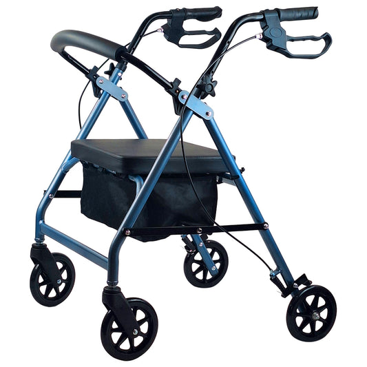 The iCAN R-24 Folding Rollator is a practical walking aid designed for everyday use indoors and outdoors