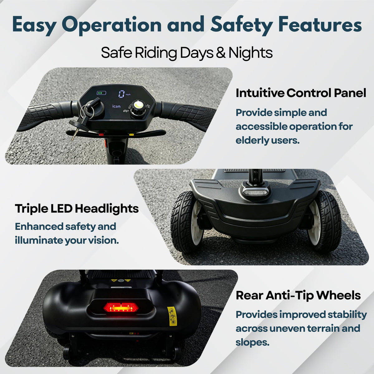 iCAN X-03 Collapsible Folding Mobility Scooter, Dual 6.6ah Removable Lithium Battery, 15 Miles Range, 18.5kg Lightweight, Triple Storage Design, Compact Travel Scooter, 125kg Max Load(Black)