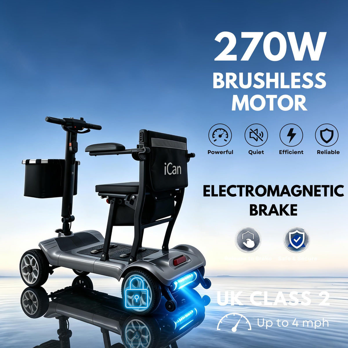 iCAN X-03 Collapsible Folding Mobility Scooter, Dual 6.6ah Removable Lithium Battery, 15 Miles Range, 18.5kg Lightweight, Triple Storage Design, Compact Travel Scooter, 125kg Max Load (Grey)
