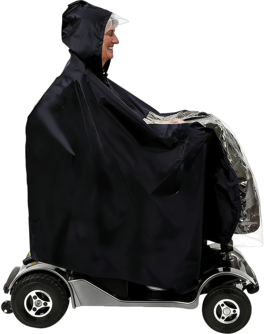 iCan Products Waterproof Mobility Scooter Rain Cover Poncho with Hood and Clear Visor