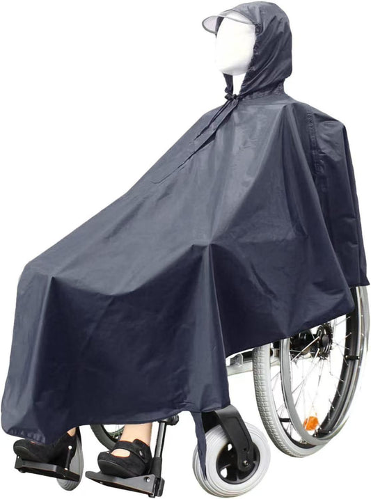 iCan Products Wheelchair Rain Cover Poncho with Hood and Clear Peak