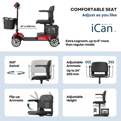 iCan Products X-05 Mobility Scooter  (red)