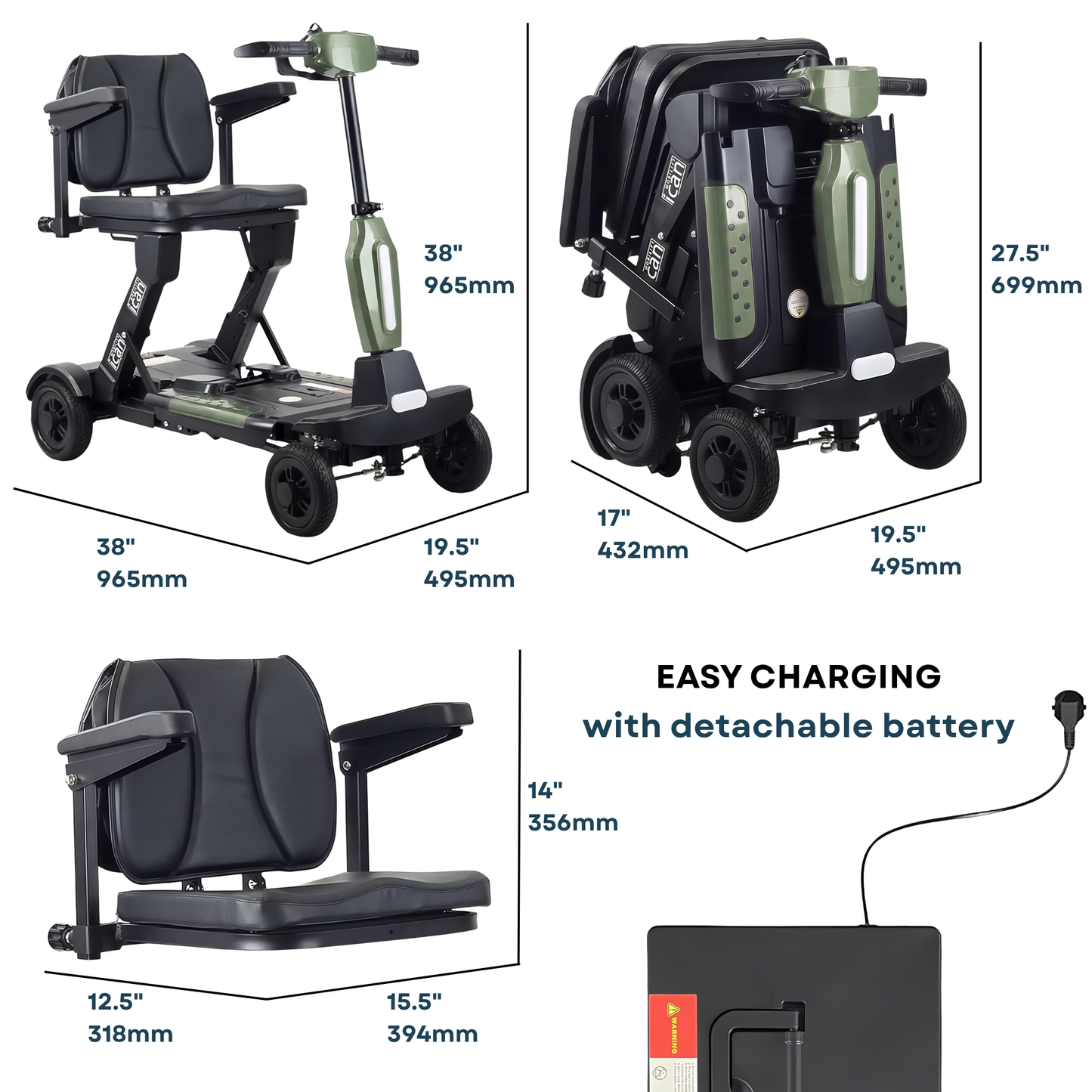 iCan EasyFold X-12 Electric Folding Mobility Scooter