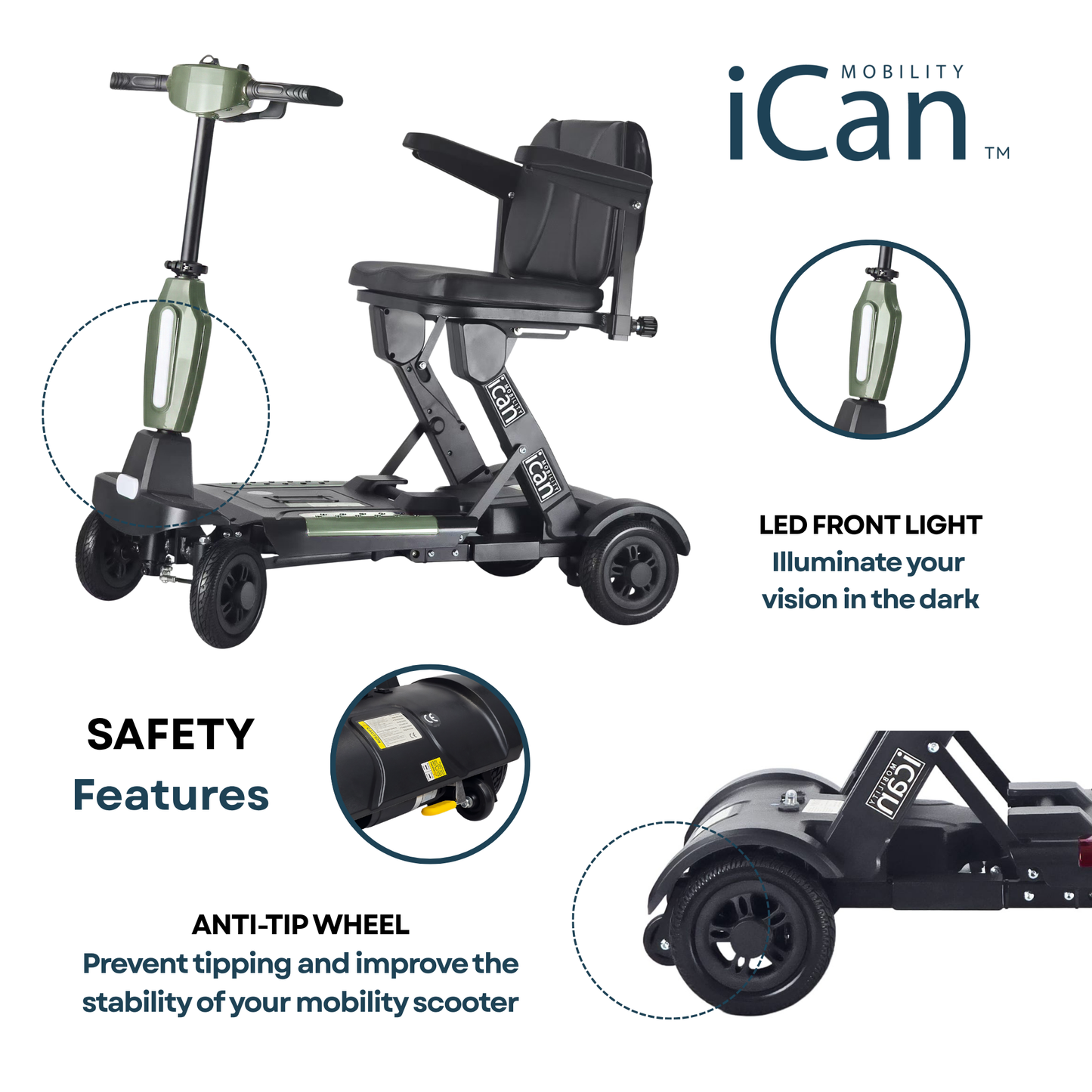 iCan EasyFold X-12 Electric Folding Mobility Scooter