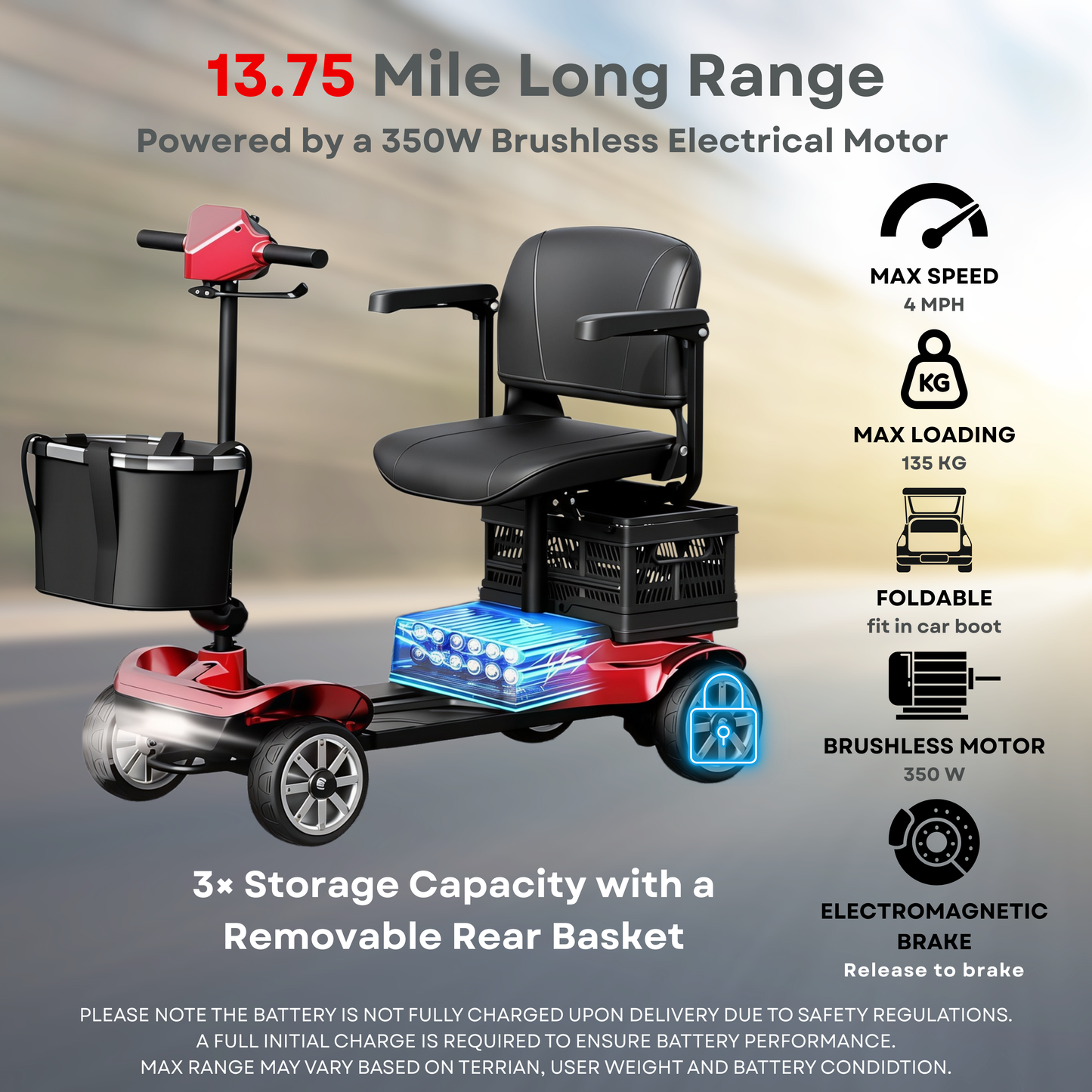 iCan Products X-05 Mobility Scooter  (red)