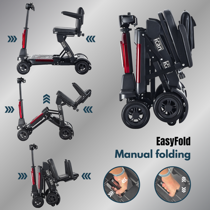 iCan EasyFold X-11 Manual Folding Mobility Scooter – Lightweight 21Kg with Battery, Manual Folding, Long Range, LED Display – Portable Mobility Scooter for Seniors, Class 2, UK Regulated