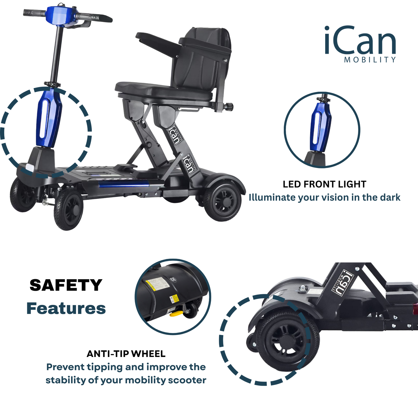 iCan EasyFold X-12 Electric Folding Mobility Scooter