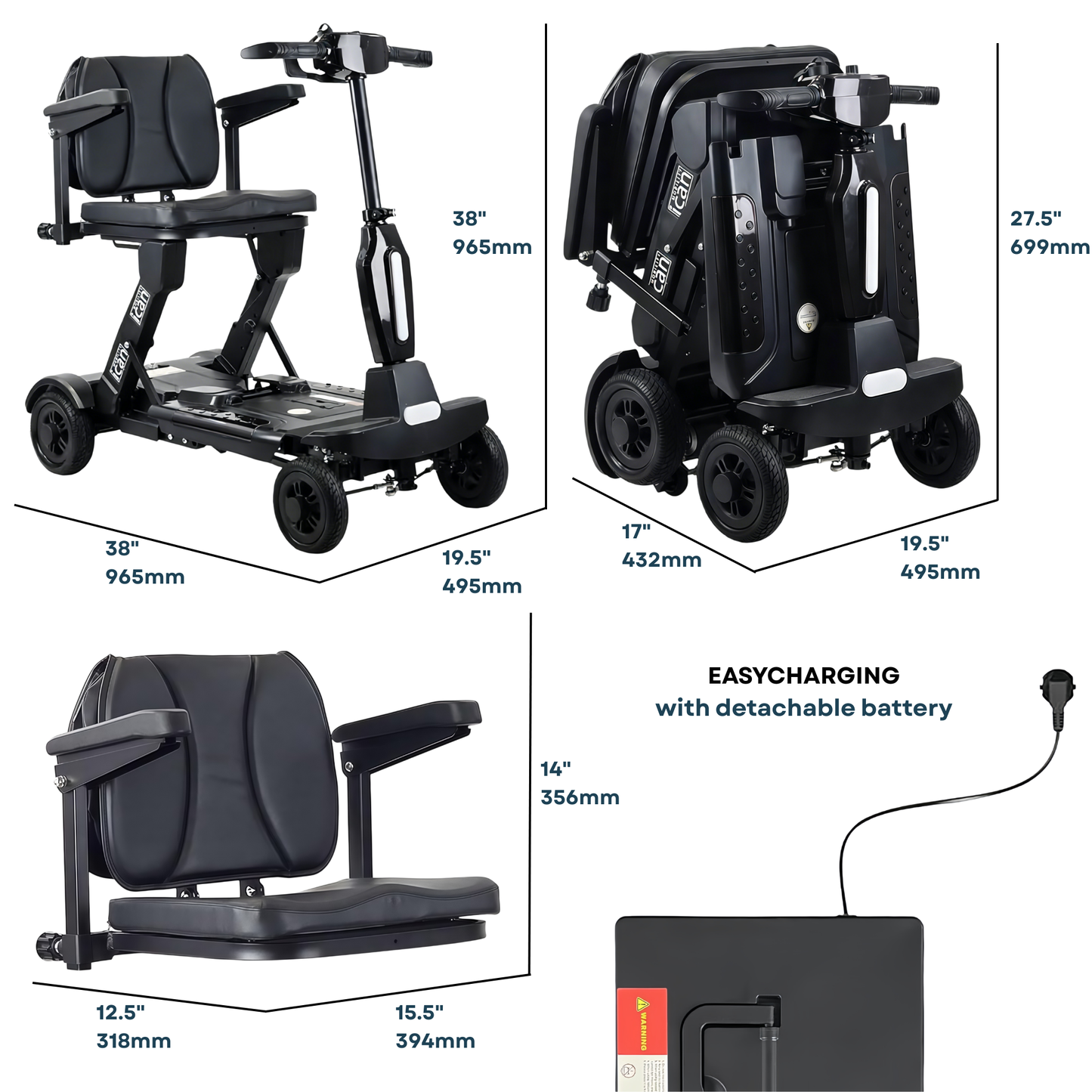 iCan EasyFold X-12 Electric Folding Mobility Scooter