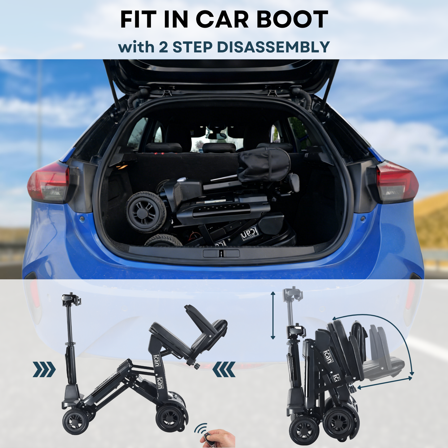 iCan EasyFold X-12 Electric Folding Mobility Scooter