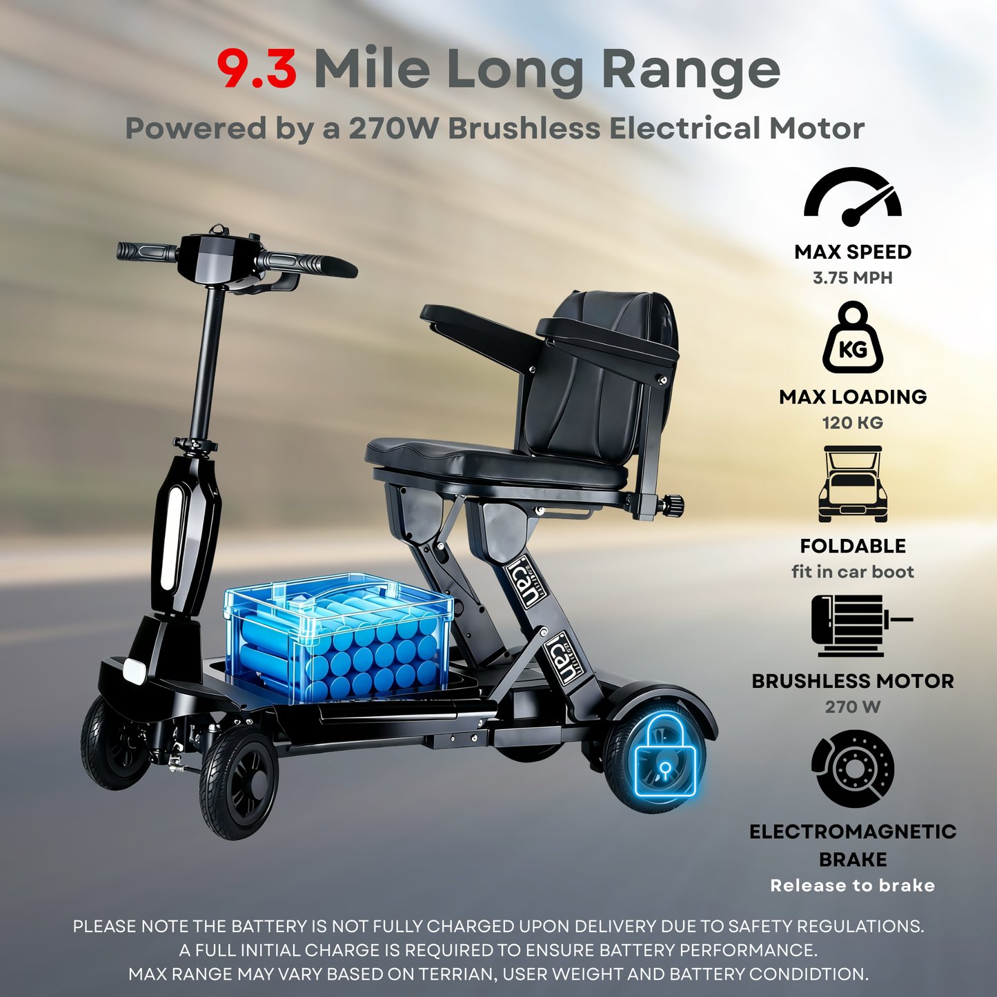 iCan EasyFold X-12 Electric Folding Mobility Scooter