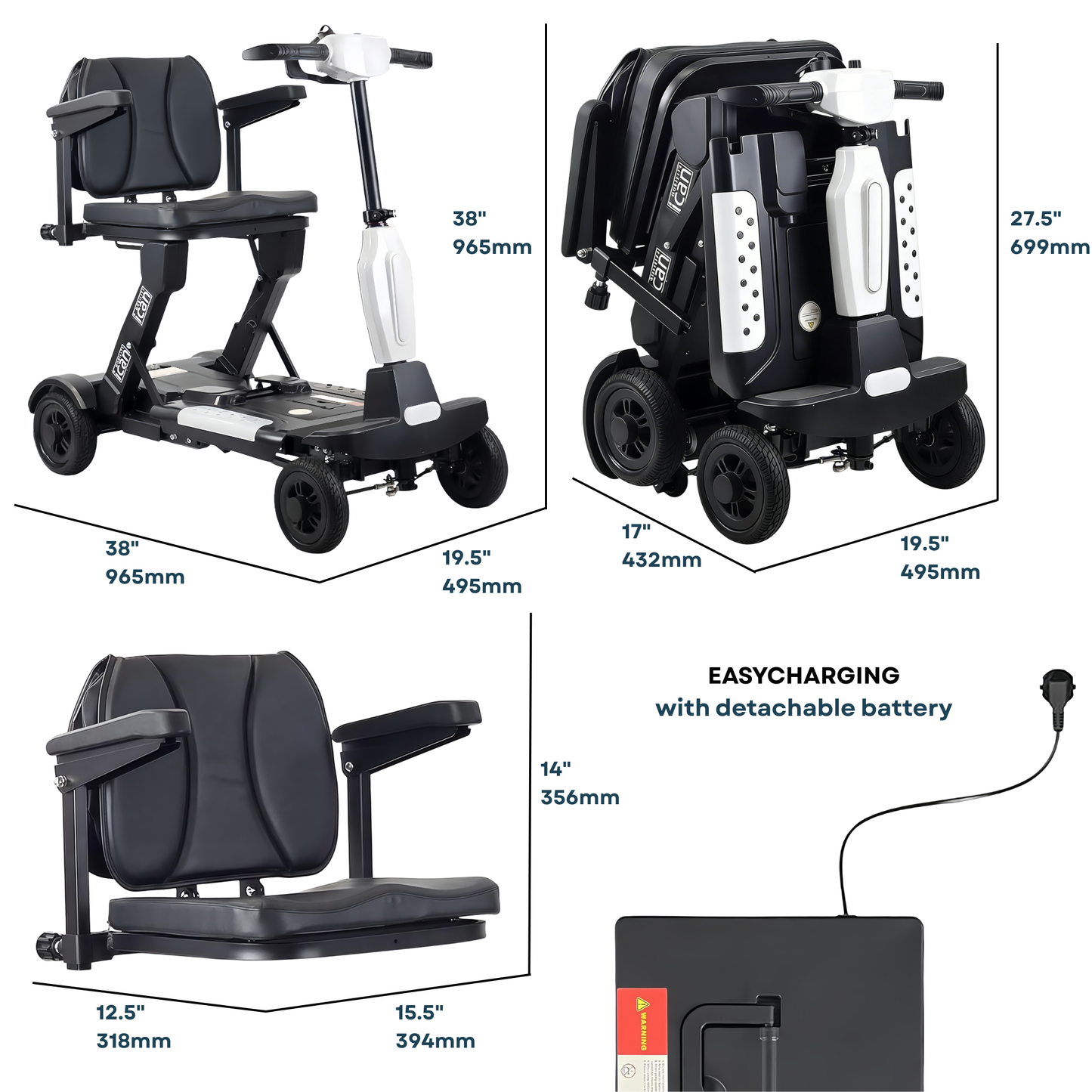 iCan EasyFold X-12 Electric Folding Mobility Scooter