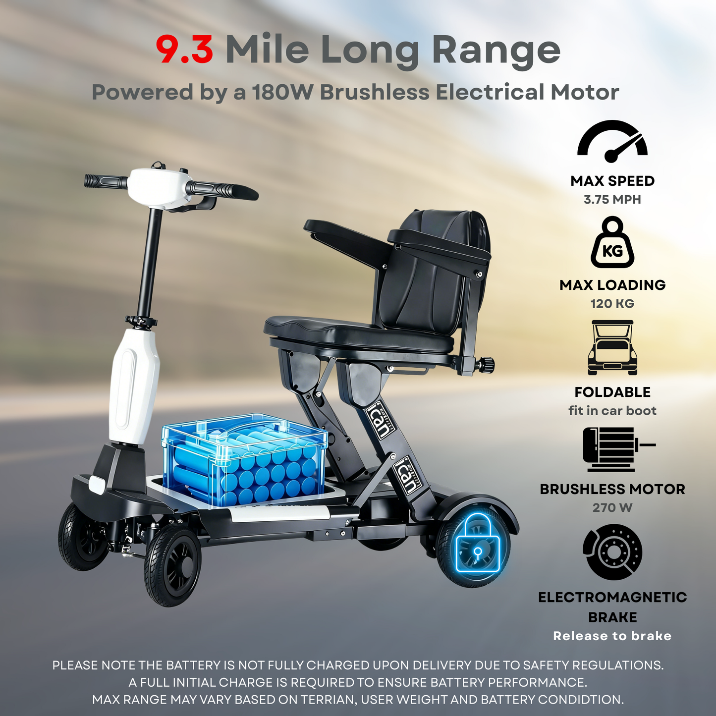 iCan EasyFold X-12 Electric Folding Mobility Scooter