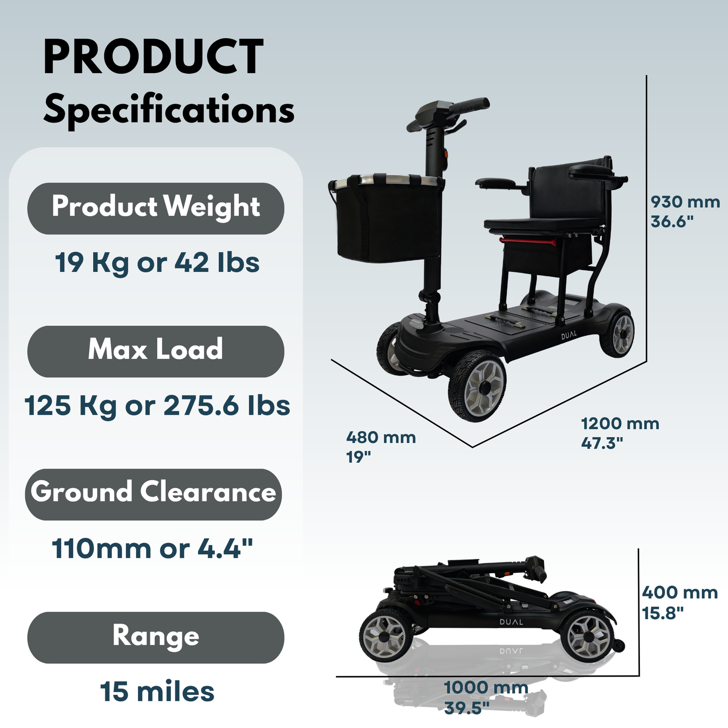 iCAN X-03 Collapsible Folding Mobility Scooter