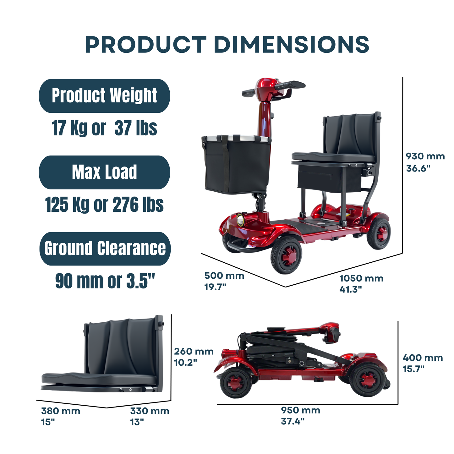 iCan X-17 Collapsible Folding Mobility Scooter 2026 Model