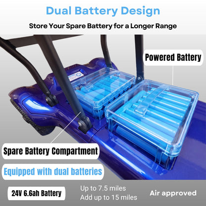 iCAN X-03 Collapsible Folding Mobility Scooter, Dual 6.6ah Removable Lithium Battery, 15 Miles Range, 18.5kg Lightweight, Triple Storage Design, Compact Travel Scooter, 125kg Max Load (Blue)