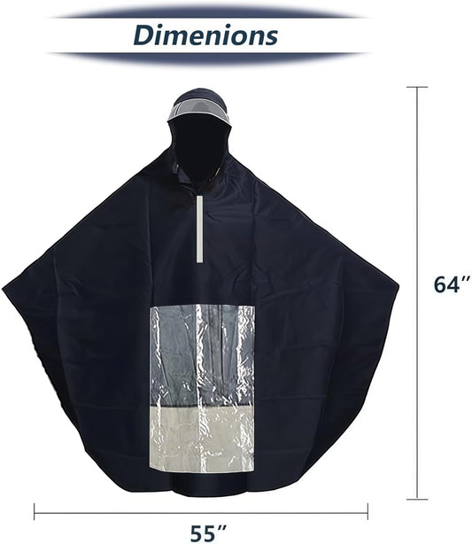 iCan Products Waterproof Mobility Scooter Rain Cover Poncho with Hood and Clear Visor – Full Length Weather Protection Cape for Scooter Users, Universal Fit for Outdoor Travel, Black