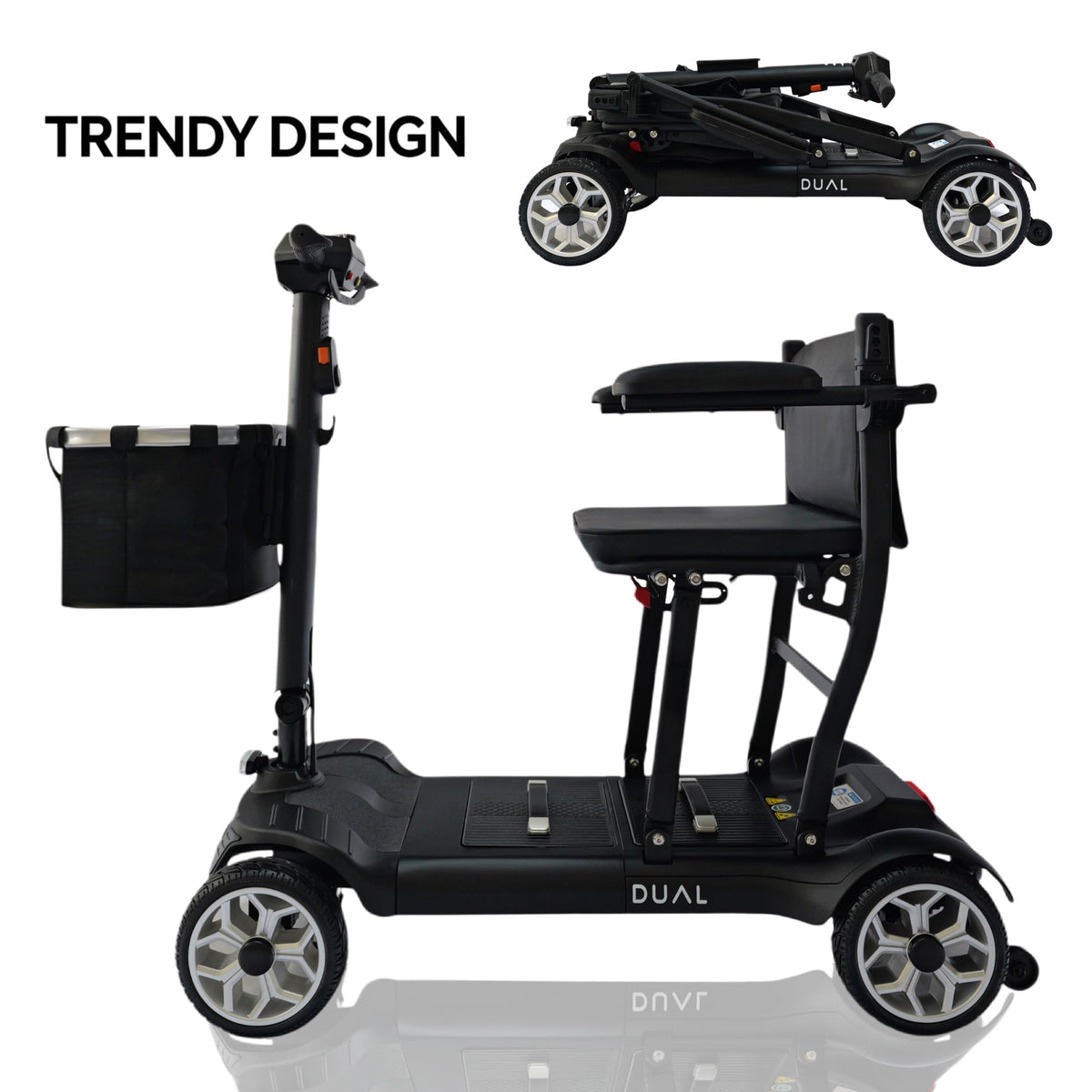 iCAN X-03 Collapsible Folding Mobility Scooter, Dual 6.6ah Removable Lithium Battery, 15 Miles Range, 18.5kg Lightweight, Triple Storage Design, Compact Travel Scooter, 125kg Max Load(Black)