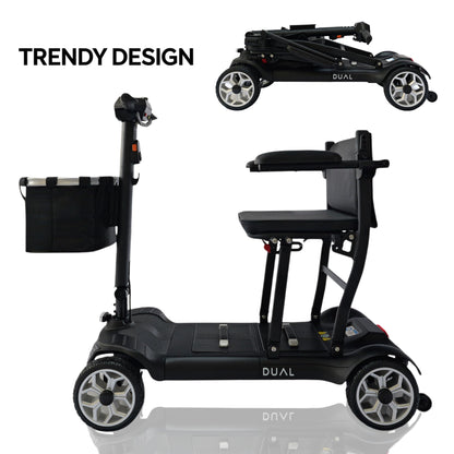 iCAN X-03 Collapsible Folding Mobility Scooter, Dual 6.6ah Removable Lithium Battery, 15 Miles Range, 18.5kg Lightweight, Triple Storage Design, Compact Travel Scooter, 125kg Max Load(Black)