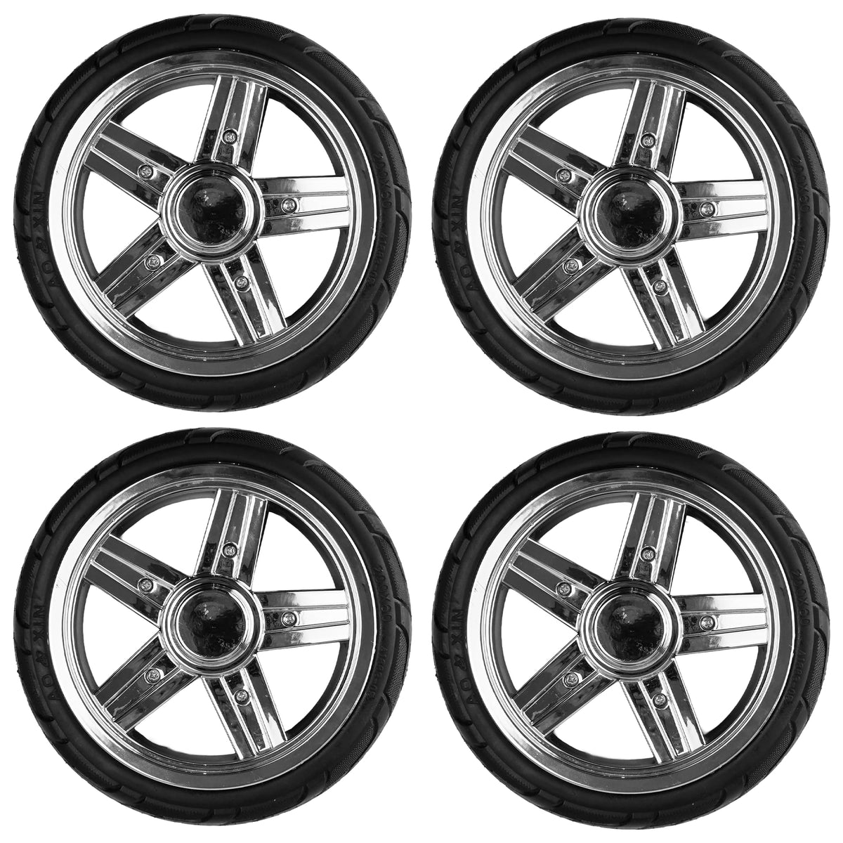 iCan X-02 Replacement Wheels – Set of 4 Wheels with Bearings – 2 Front & 2 Rear – Compatible with iCan Mobility X-02 Scooter – Rubber Tyres with Plastic Core