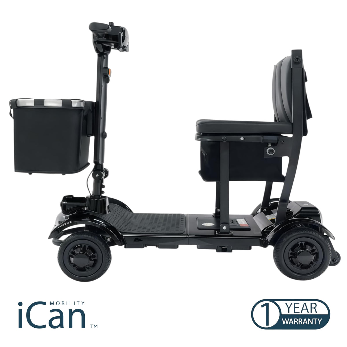 iCAN X-17 Collapsible Folding Mobility Scooter 2026 Model, 10ah Removable Lithium Battery, 10 Miles Range, 17kg Lightweight, Dual Storage Bag, Compact Travel Scooter for Senior, UK Class 2 (Black)