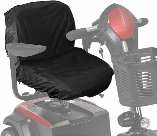 iCan Products Waterproof Mobility Scooter Seat Cover with Full Backrest Protection – Universal Fit Seat Rain Cover for Outdoor Scooter Storage, Weatherproof Seat Protector in Black