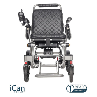 iCAN iFold Lightwight Electric Wheelchair Y-12, Folding, 20kg lightweight, Removable 10Ah Lithium Battery, 11 miles Range, 120kg capacity, Aluminium Powerchair Portable for Travel & Airplane Approved.