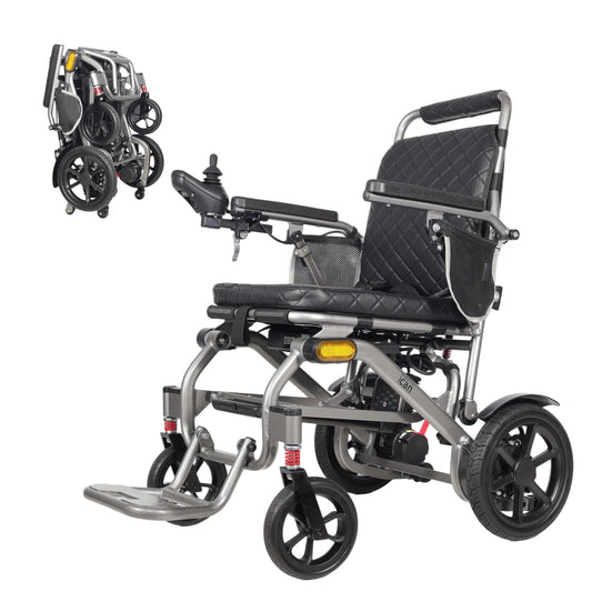 iCAN iFold Lightwight Electric Wheelchair Y-12, Folding, 20kg lightweight, Removable 10Ah Lithium Battery, 11 miles Range, 120kg capacity, Aluminium Powerchair Portable for Travel & Airplane Approved.